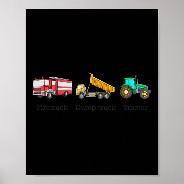 Póster Camión de bomberos Volquete Tractor Sutil Anti Tru (Frente)