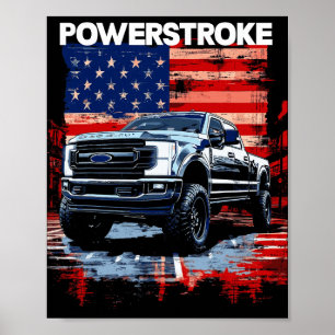 Póster Camión de cabina sencilla Werstroke Bandera Americ