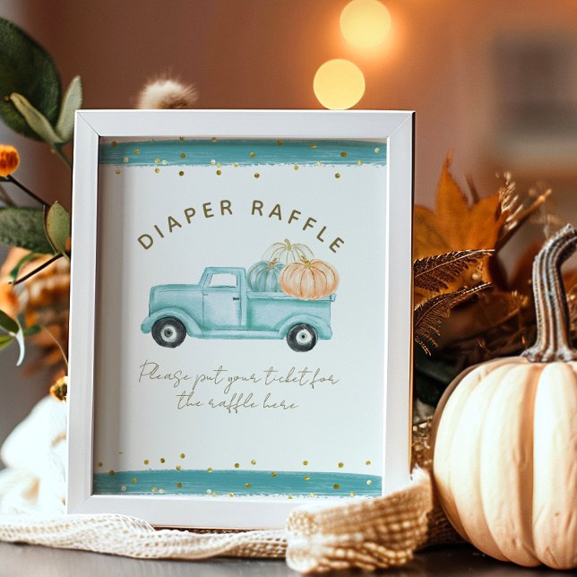 Póster Camión de calabaza azul Carne Baby Shower de otoño (Subido por el creador)