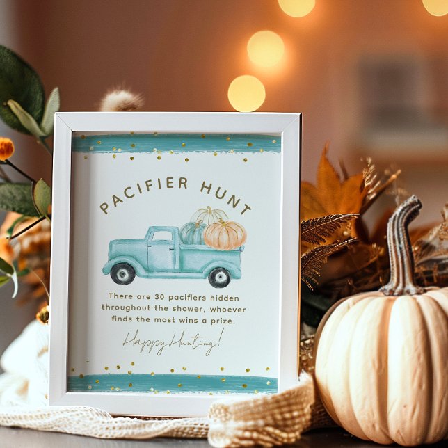 Póster Camión de calabaza azul de juego de Baby Shower de (Subido por el creador)