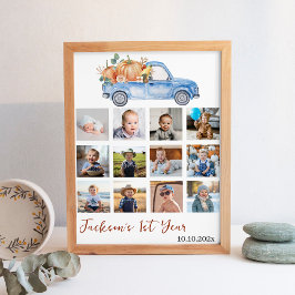 Póster Camión de calabaza azul Poster de primer año de fo