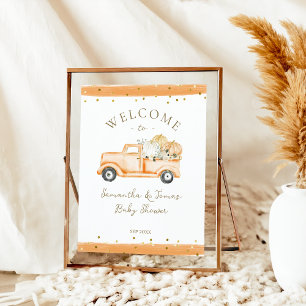 Póster Camión de calabaza Baby Shower otoño moderno