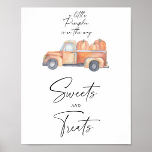 Póster Camión de calabaza - dulces y golosinas baby showe