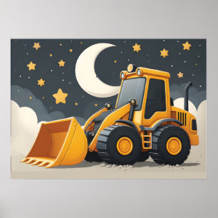 Póster Camión de construcción cargador frontal