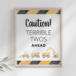 Póster Camión de construcción Rótulo terrible de dos Fies