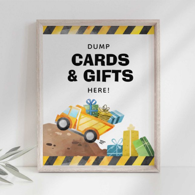 Póster Camión de construcción volcar regalos aquí cartel  (Subido por el creador)