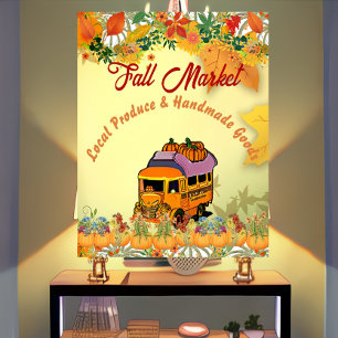 Póster Camión de cosecha de cosecha de calabaza del merca