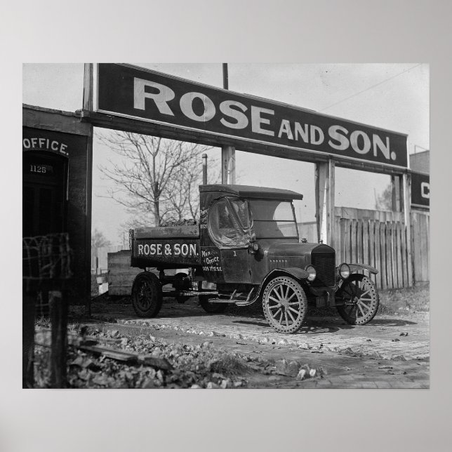 Póster Camión de entrega de carbón, 1925. Foto antigua (Frente)