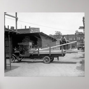 Póster Camión de entrega de madera, 1926. Foto antigua