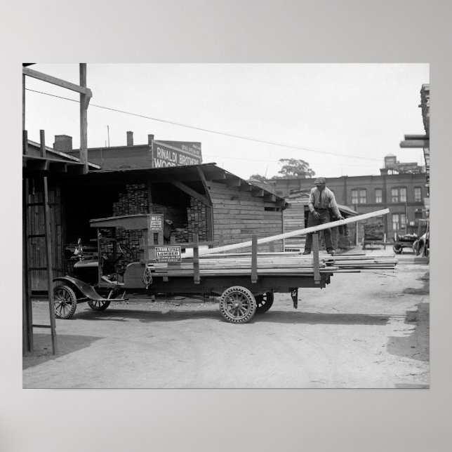 Póster Camión de entrega de madera, 1926. Foto antigua (Frente)
