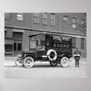 Póster Camión de entrega de panadería, 1923. Foto antigua