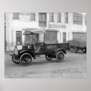 Póster Camión de entrega de suministros para automóviles,