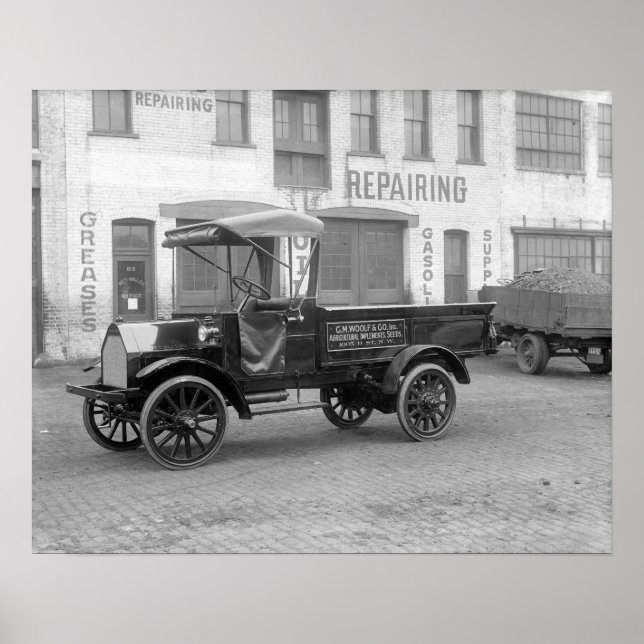 Póster Camión de entrega de suministros para automóviles, (Frente)
