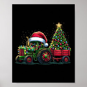 Póster Camión de la granja de niños Navidades Tractor San