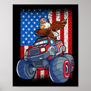 Póster Camión De Monstruo Águila 4 De Julio Boys Bandera