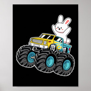 Póster Camión de Monstruo de Conejo Cute Día de Pascua Ni