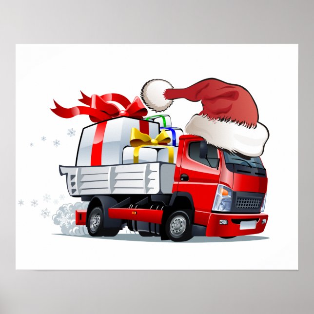 Póster Camión de Navidad de dibujos animados (Frente)