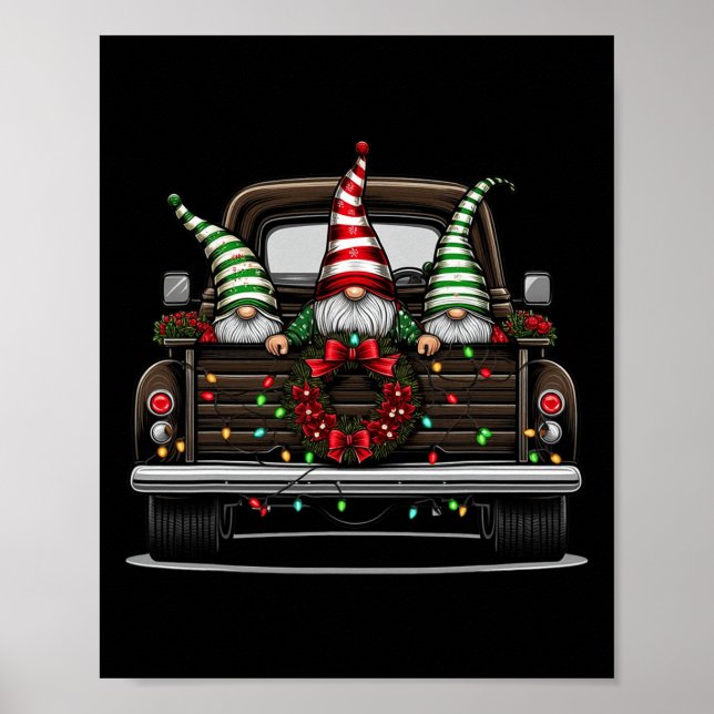 Póster Camión de Navidad Gnomo Bonito (Frente)