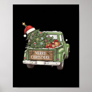 Póster Camión de Navidad Vintage Feliz Navidad Hombres Mu