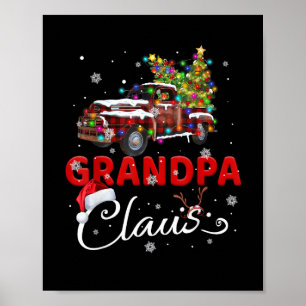 Póster Camión de Papá Noel Abuelo Claus Navidad Familia S