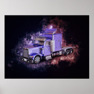 Póster Camión de remolque para el tractor Purple Semi