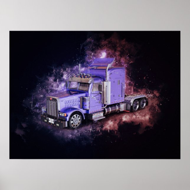 Póster Camión de remolque para el tractor Purple Semi (Frente)
