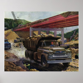 Póster Camión de volcado de negocios de época en un lugar