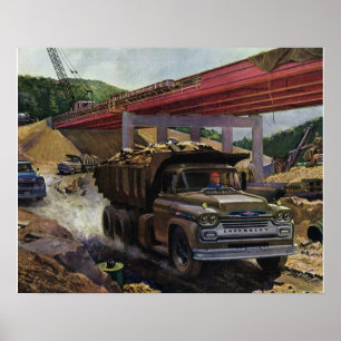 Póster Camión de volcado de negocios de época en un lugar