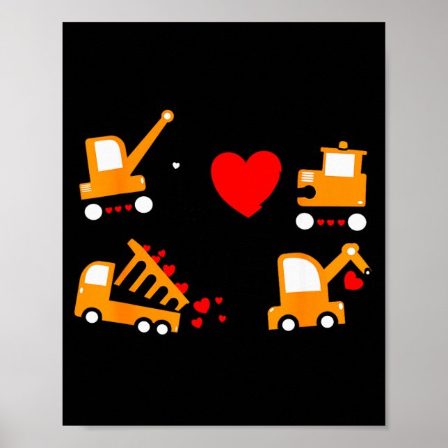Póster Camión de Volteo de Construcción Día de San Valent (Frente)