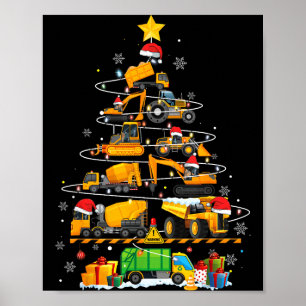 Póster Camión Excavadora de Construcción Divertida Árbol