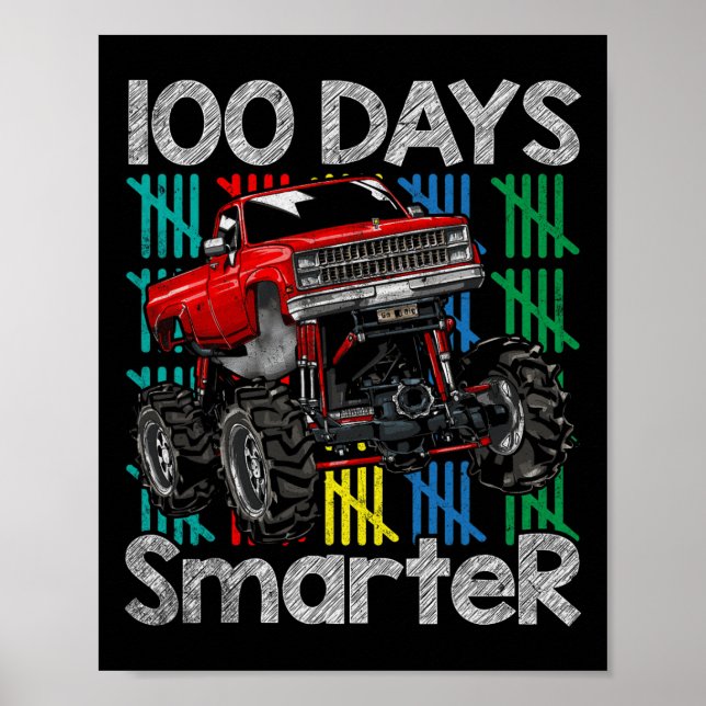 Póster Camión Monster 100 días niños más inteligentes 100 (Frente)