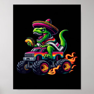 Póster Camión Monster Dinosaur Taco Sombrero Niños Cin