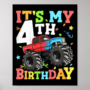 Póster Camión monstrual infantil es mi cuarto cumpleaños