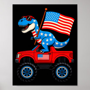 Póster Camión monstruo 4 de julio bandera americana patri