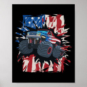 Póster Camión Monstruo 4 De Julio Boys Bandera Estadounid