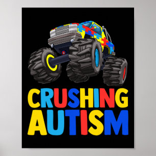Póster Camión monstruo aplastando autismo australiano con