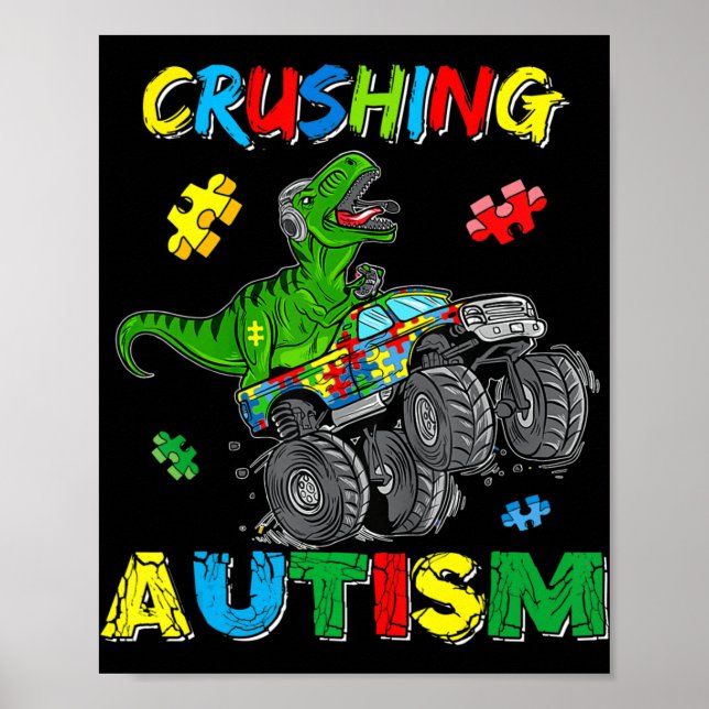 Póster Camión monstruo aplastando autismo australiano Sen (Frente)