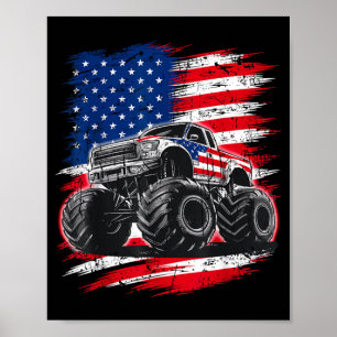 Póster Camión Monstruo Bandera EEUU Americana