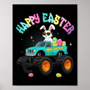 Póster Camión Monstruo Conejito Lindo Feliz Pascua Para N