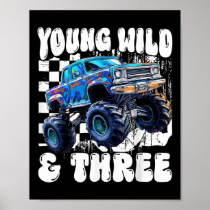 Póster Camión Monstruo Cumpleaños 3 Joven Salvaje Y Tres