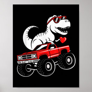 Póster Camión Monstruo de Dinosaurios día de San Valentín