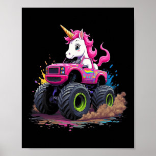 Póster Camión Monstruo de la fiesta de cumpleaños Unicorn
