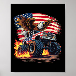 Póster Camión Monstruo del Águila Calva - Bandera Estadou