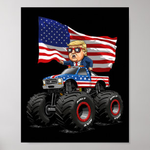 Póster Camión Monstruo Donad Trump 4 De Julio Bandera De 