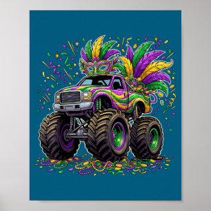 Póster Camión monstruo mardi gras niños pequeños niños nu