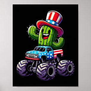 Póster Camión Monstruo Montando Cactus 4 De Julio