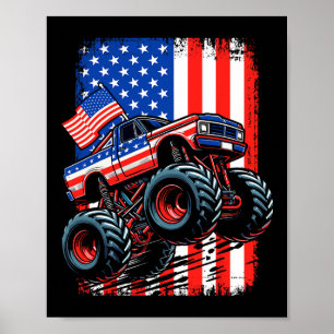 Póster Camión Monstruo Niños Camión Monstruo Bandera De E