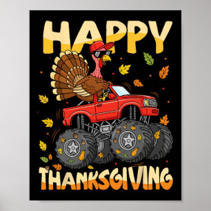 Póster Camión Monstruo Pavo Día de Acción de Gracias Niño