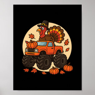 Póster Camión Monstruo Pavo Día De Acción De Gracias Otoñ