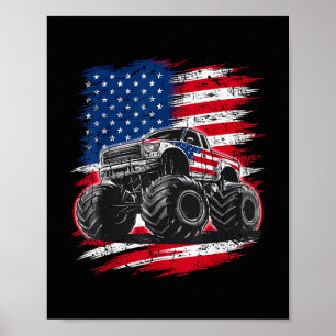 Póster Camión Monstruo USA Bandera Americana